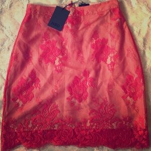NWT NBD Red lace skirt Sz S